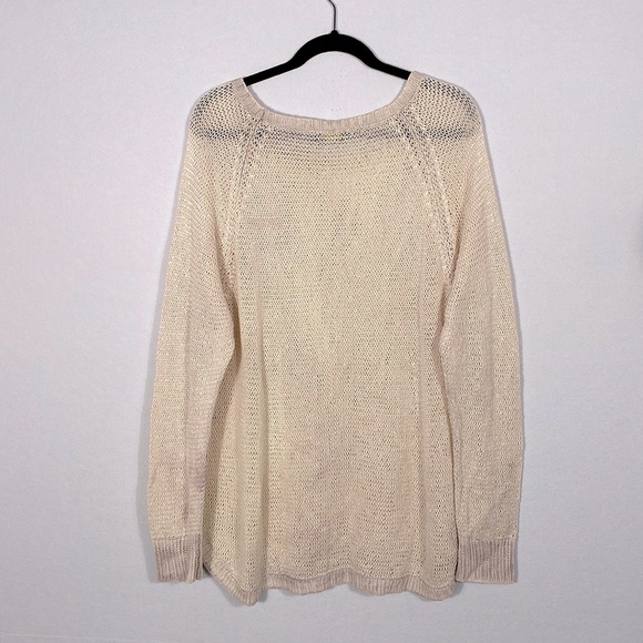 Polo Ralph Lauren Women Linen Sweater; beige/pink open-weave w/boat neckline XL - Picture 4 of 13